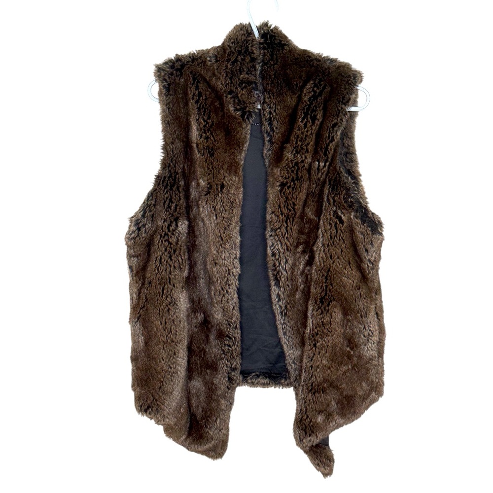 Tart Collections Brown Faux Fur Open Front Vest Size Large